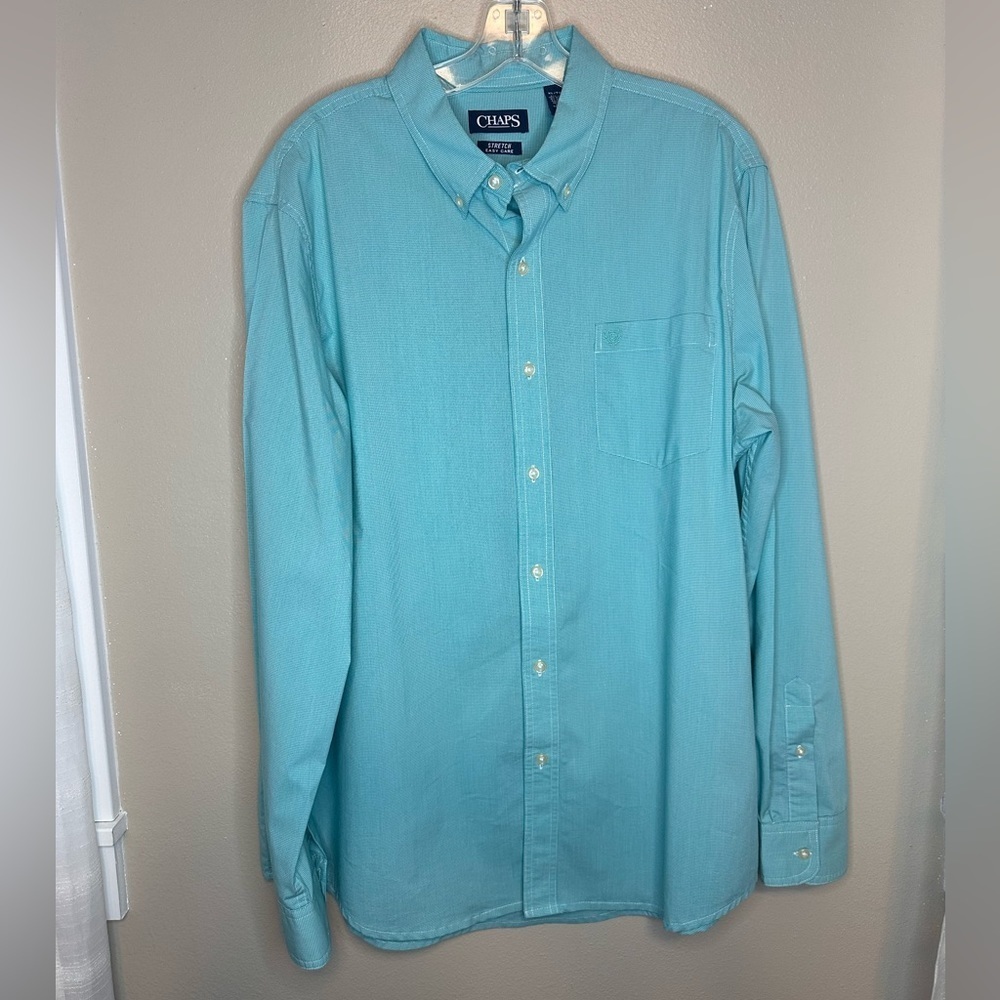 Chaps Ralph Lauren Men’s Button Down Stretch Easy Care Dress Shirt Size XL Green